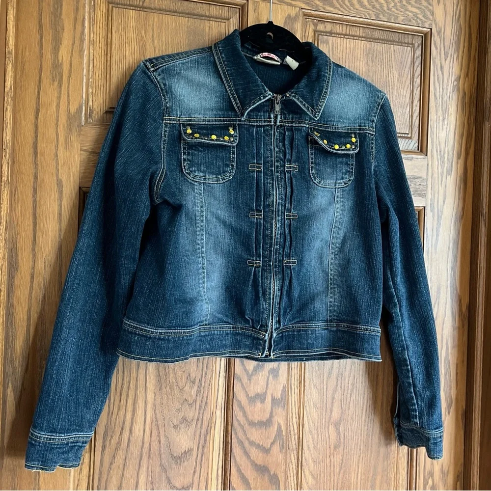 Ruff Hewn Women’s Large Embellished Denim Jacket - Picture 2 of 6